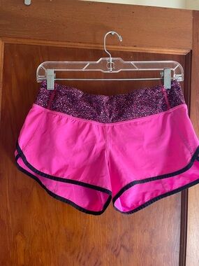 lululemon athletica Bright Pink Running Shorts with Speckled Waistband
